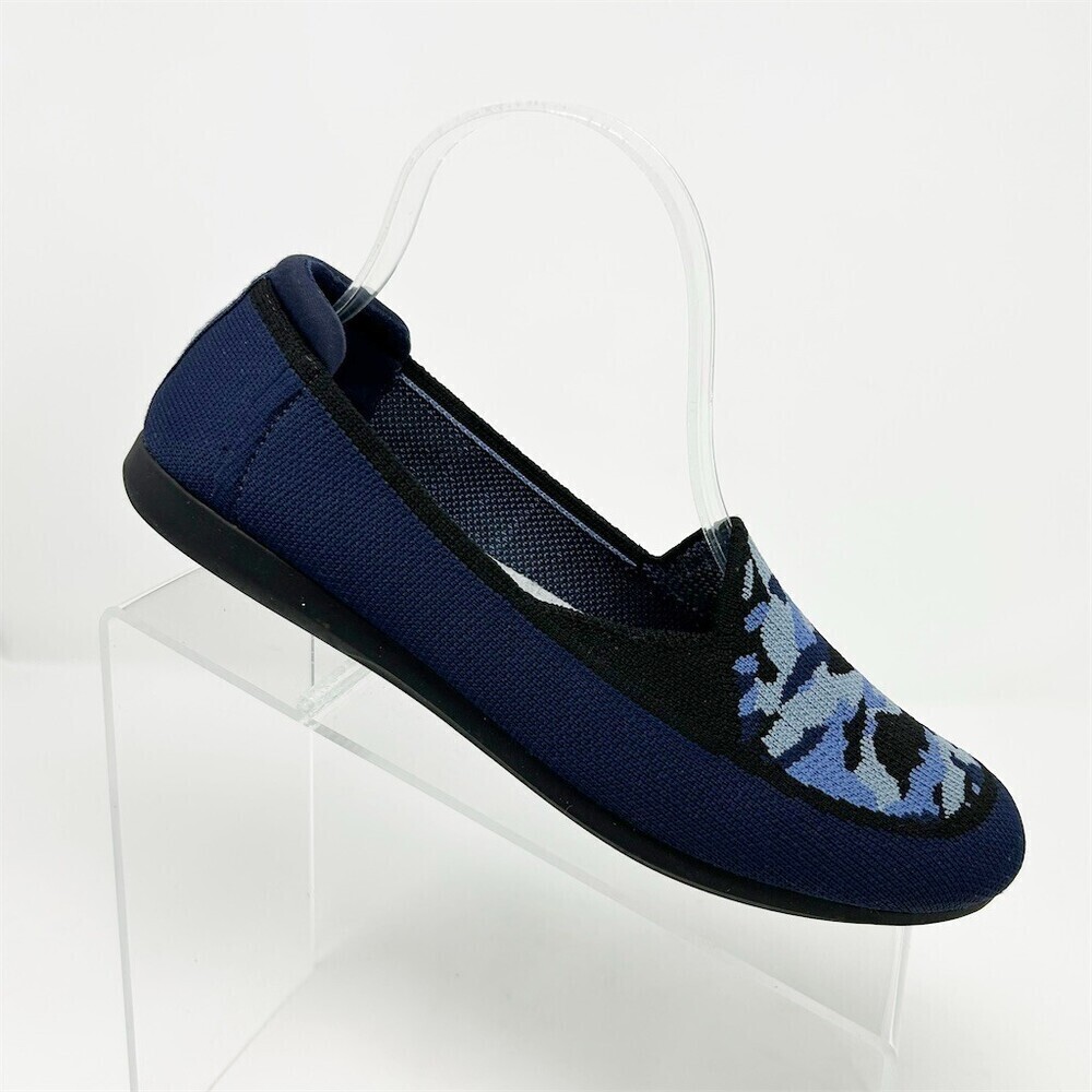 Clarks Cloudsteppers Carly Star Loafer Flats Navy Blue Camo Slip-On Size 8